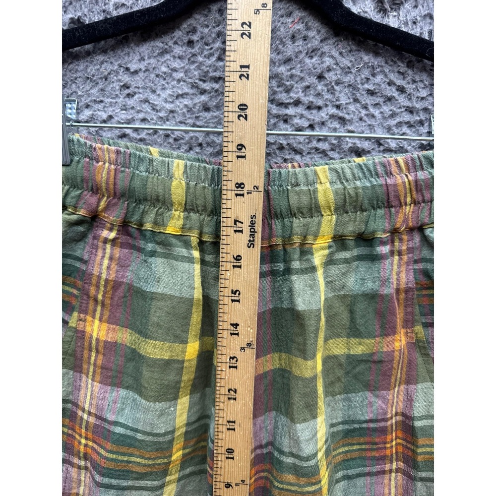 Nicholas Daley Linen Green Plaid Wide Leg Drawstring Cargo Pant Mens Size 30 - Picture 13 of 15